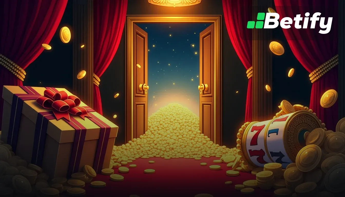 Écran de connexion Betify Casino avec formulaire d'inscription et banneau de bonus de bienvenue